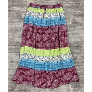 Belma New York Skirt Womens OS Multi Color Paisley Boho Maxi Tiered Rayon India